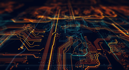 Wall Mural - technology background/abstract technology background made of different element printed circuit board