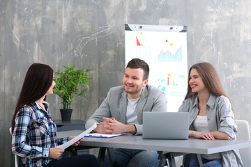 Sticker - Human resources commission interviewing woman in office