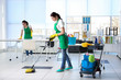canvas print picture - Cleaning service team working in office
