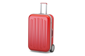 Red suitcase, 3D rendering