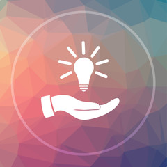 Poster - Hand holding lightbulb.Idea icon