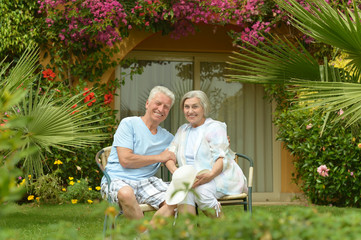 Poster - Old  couple on a summer walk