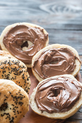 Canvas Print - Bagel with chocolate cream