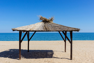 tent on the shore of the Black Sea