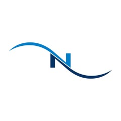 Wall Mural - letter n and swoosh logo vector.