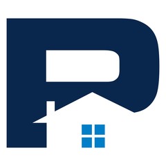 Poster - letter P and symbol of roof. logo vector.