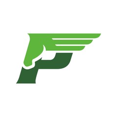 Wall Mural - letter p and pegasus logo vector. horse logo.