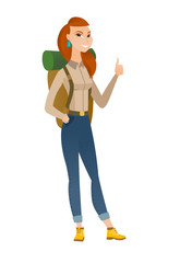 Poster - Traveler giving thumb up vector illustration.