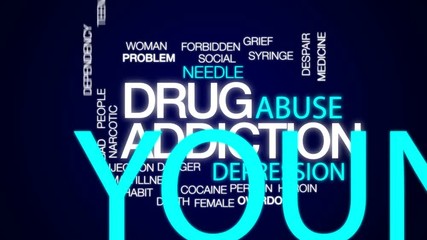 Canvas Print - Drug addiction animated word cloud, text design animation.