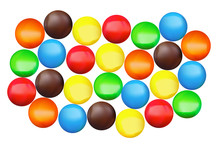Close Up Of A Pile Of Colorful Chocolate Coated Candy