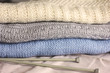 Knitted wool clothes with needles 