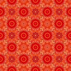 Oriental red pattern of mandalas. Vector rich ornament with floral elements. Template for textile, carpet, shawl.