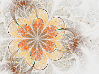 Wall Mural - fiery fractal flower, digital artwork for creative graphic design