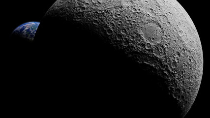 Wall Mural - the blue planet earth behind the far side of the moon