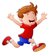 Cartoon Little Boy Running 