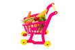 Leinwandbild Motiv A toy trolley with vegetables