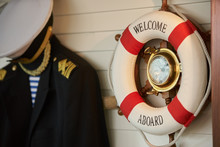 Wall Clock In The Form Of A Ship Steering Wheel