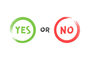 Poster - yes or no brush signs. symbols yes or no