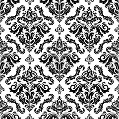 Wall Mural - classic seamless vector pattern. traditional orient black and white ornament. classic vintage backgr
