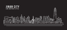 Cityscape Building Line Art Vector Illustration Design - Jinan City