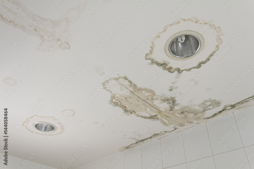 Water Leaking From Ceiling Make Damaged Lamp Foto Poster