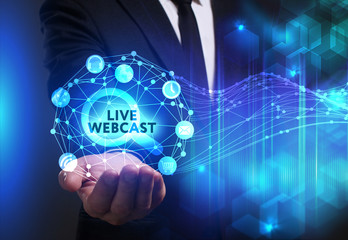 business, technology, internet and network concept. young businessman working on a virtual screen of
