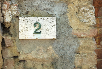 House number on wall