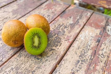 Canvas Print - Fresh Kiwifruit or Chinese gooseberry  closeup image 