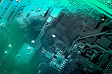 Circuit board. Electronic computer hardware technology. Motherboard digital chip. Tech science background. Integrated communication processor. Information engineering component.