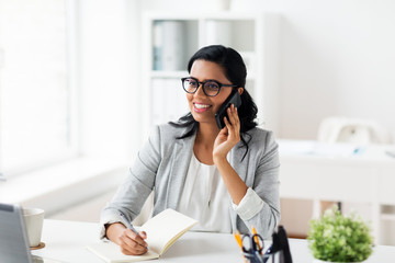 Sticker - businesswoman calling on smartphone at office