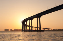 Coronado Bay Bridge At Sunset In San Diego California