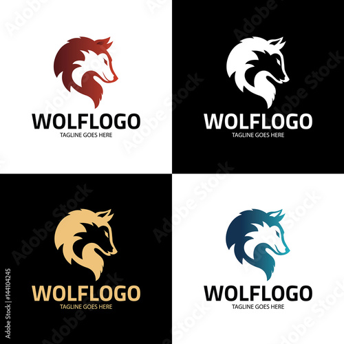 wolf logo design template wolf head logo vector illustration buy