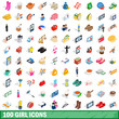 © ylivdesign - 100 girl icons set, isometric 3d style