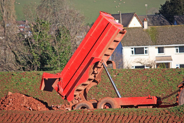 Wall Mural - Tipper trailer on a construction site