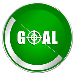 Leinwandbilder - Goal silver metallic border green web icon for mobile apps and internet.