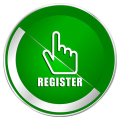 Aufkleber - Register silver metallic border green web icon for mobile apps and internet.