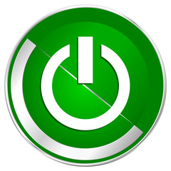 Aufkleber - Power silver metallic border green web icon for mobile apps and internet.