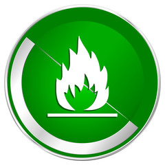 Fototapete - Flame silver metallic border green web icon for mobile apps and internet.