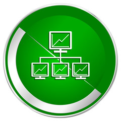 Aufkleber - Network silver metallic border green web icon for mobile apps and internet.