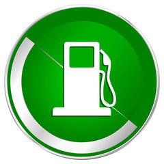 Poster - Petrol silver metallic border green web icon for mobile apps and internet.