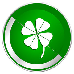 Aufkleber - Four-leaf clover silver metallic border green web icon for mobile apps and internet.