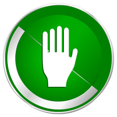 Aufkleber - Stop silver metallic border green web icon for mobile apps and internet.