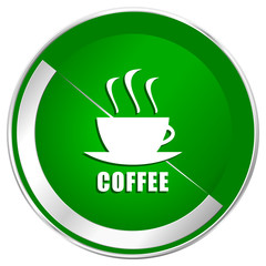 Aufkleber - Espresso silver metallic border green web icon for mobile apps and internet.