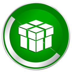 Fototapete - Box silver metallic border green web icon for mobile apps and internet.