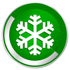 Poster - Snow silver metallic border green web icon for mobile apps and internet.
