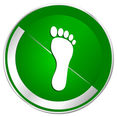 Poster - Foot silver metallic border green web icon for mobile apps and internet.