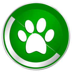 Poster - Foot silver metallic border green web icon for mobile apps and internet.
