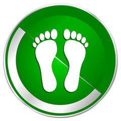 Poster - Foot silver metallic border green web icon for mobile apps and internet.
