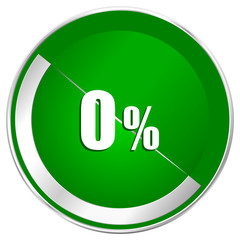 Aufkleber - 0 percent silver metallic border green web icon for mobile apps and internet.