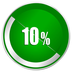Aufkleber - 10 percent silver metallic border green web icon for mobile apps and internet.